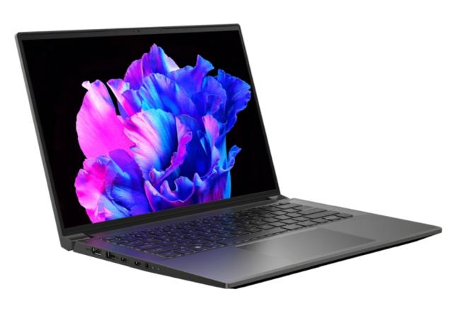 Лаптоп Acer Swift X, SFX14-71G-70TE, Core i7-13700H 14C (up to 5.0GHz, 24MB), 14.5" (36.83 cm) WQXGA OLED,120Hz, NVIDIA GeForce RTX3050 6GB, 16GB LPDDR5, 1TB SSD, Backlit KB, Windows 11 Pro 