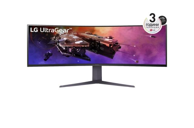 Монитор LG 45GR75DC-B, 44.5" Ultragear VA AG, 1ms, 32:9 Curved 1500R Gaming QHD (5120x1440), 200HZ, 400cd/m2, 3000:1, DCI-P3 95%, FreeSync, NVIDIA G-Sync, HDR 600 ,VRR, USB Type-C, HDMI, DisplayPort, PIP, PBP, Height, Swivel, Tilt, Black