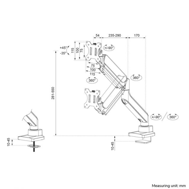 Стойка Neomounts by Newstar Next Core Desk Mount 1 screen (topfix clamp &grommet)