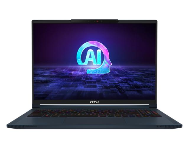 Лаптоп MSI Stealth 16 AI Studio A1VGG, Intel Core Ultra 9 185H 16C (3.8/5.1GHz, 24 MB cache), 16.0" (40.64 cm) IPS, QHD+, 240Hz, NVIDIA GeForce RTX RTX 4070 8GB, 32GB DDR5, 2TB M.2 NVMe SSD, Windows 11 Pro 
