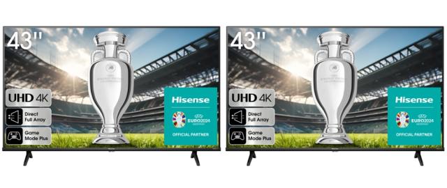 Телевизор 2x Hisense 43" A6K, 4K Ultra HD 3840x2160, DLED, DFA, Precision Colour, HDR 10+, HLG, Dolby Vision, DTS Virtual X, Smart TV, WiFi, BT, AnyView Cast, Gaming Mode, 1xHDMI2 eArc, 2xHDMI, 2xUSB, LAN, CI+, DVB-T2/C/S2, Black + Honor Earbuds X5 W