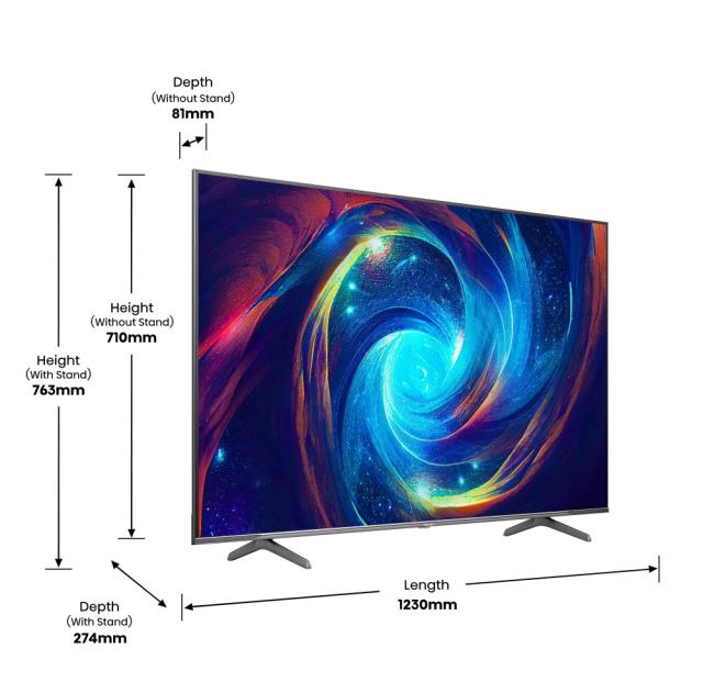 Телевизор Hisense 55" E7KQ Pro, 4K Ultra HD 3840x2160, QLED, Quantum Dot, 120Hz, HDR 10+ adaptive, HLG, Dolby Vision, DTS Virtual X, Smart TV, WiFi 5GHz, WiFi Direct, BT, Anyview Cast, 3xHDMI, 2USB,LAN,CI+, VB-T2/C/S2, Black +Transcend 250GB, Externa
