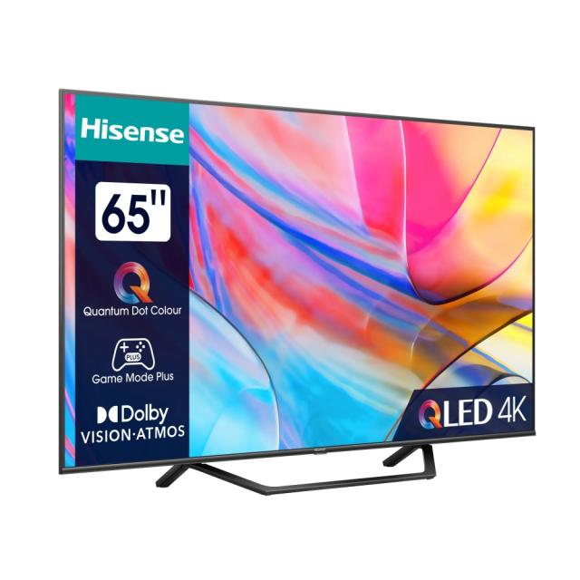 Телевизор Hisense 65" A7KQ, 4K Ultra HD 3840x2160, QLED, FALD, Quantum Dot, HDR 10+, HLG, Dolby Vision, Dolby Atmos, Smart TV, WiFi 5GHz, WiFi Direct, BT, Anyview Cast, 3xHDMI, 2xUSB, LAN, CI+, DVB-T2/C/S2, Dark Grey + Transcend 250GB, External SSD, 