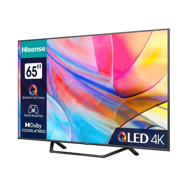 Телевизор Hisense 65" A7KQ, 4K Ultra HD 3840x2160, QLED, FALD, Quantum Dot, HDR 10+, HLG, Dolby Vision, Dolby Atmos, Smart TV, WiFi 5GHz, WiFi Direct, BT, Anyview Cast, 3xHDMI, 2xUSB, LAN, CI+, DVB-T2/C/S2, Dark Grey + Transcend 250GB, External SSD, 