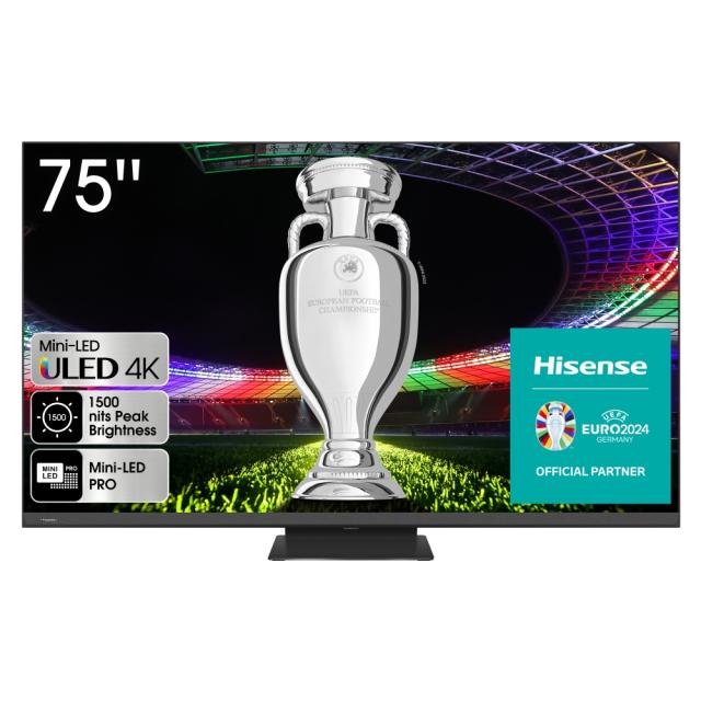 Телевизор Hisense 75" U8KQ, 4K Ultra HD 3840x2160, ULED Pro, FALD, Quantum Dot, 144Hz, IPS, HDR 10+, HLG, Dolby Vision IQ, Dolby Atmos, Smart TV, WiFi 5GHz, WiFi Direct, BT, Anyview Cast, 4xHDMI, 2xUSB, LAN, CI+, DVB-T2/C/S2, Black + Logitech Ultimat
