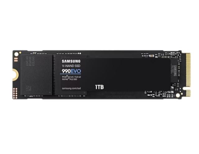 Твърд диск Samsung SSD 990 EVO 1TB PCIe 4.0 NVMe 2.0 M.2 V-NAND TLC, 256-bit Encryption, Read 5000 MB/s Write 4200 MB/s