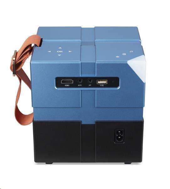 Мултимедиен проектор AOPEN QH12a (powered by Acer), portable, LCD, 720p (1280x720), 5500 LED Lm (135 ANSI), 1 000:1, HDMI, USB (Type A,), AV (Composite+Audio R/L), WiFi, Audio out, DC Out (5V/0.5A), 2x3W Speaker, Bluetooth Wireless Audio, 0.95Kg, 2Y 