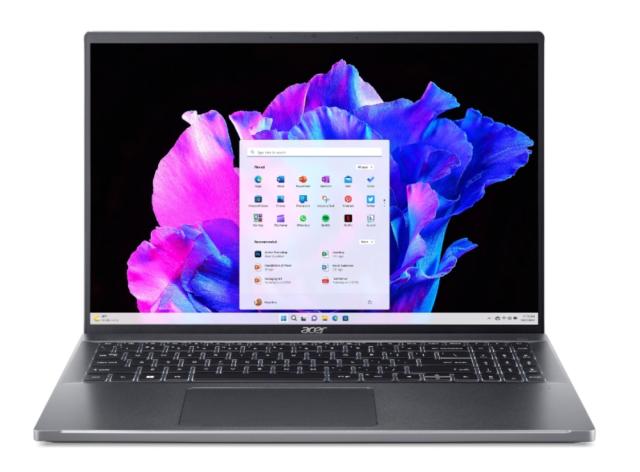 Лаптоп Acer Swift Go16, SFG16-71-58DL, Intel Core i5 1335U 10C (1.3/4.6GHz, 12M), 16" (40.64cm) WUXGA IPS Anti-Glare, 16GB LPDDR5, 1024GB PCIe NVMe SSD, Free DOS
