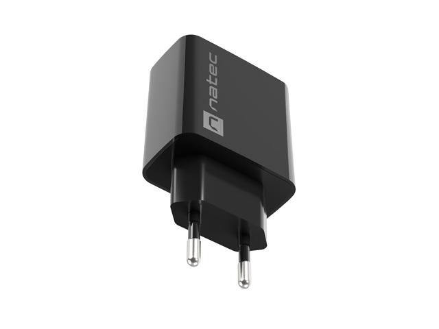 Адаптер Natec USB Charger Ribera 1X USB-A + 1X USB-C 20W, Black