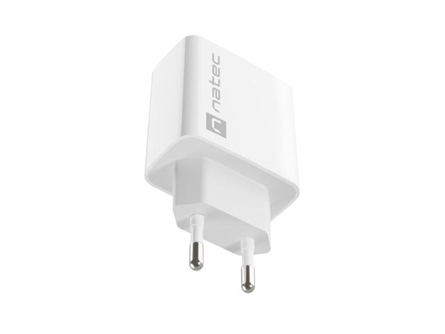 Адаптер Natec USB Charger Ribera 1X USB-A 18W, White
