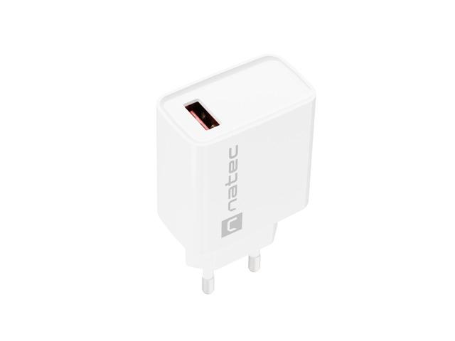 Адаптер Natec USB Charger Ribera 1X USB-A 18W, White