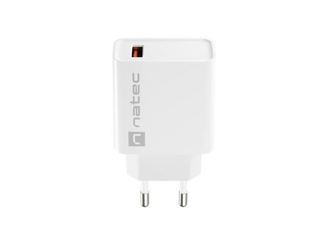Адаптер Natec USB Charger Ribera 1X USB-A 18W, White