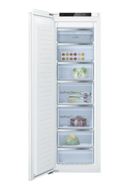 Фризер Bosch GIN81VEE0, SER4, Built-in freezer, NoFrost, E, 177.2 x 55.8 cm, 212l, 35dB(B), SuperFreeze, 5 drawers (1 BigBox), flat hinge