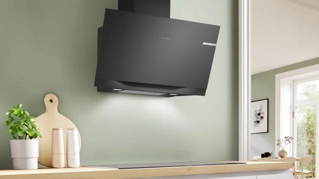 Аспиратор Bosch DWK91LT60, SER8, Wall hood 90 cm, A+, EcoSilence Drive, PerfectAir, transparent glass, black print, max 441 m3/h, 51 dB, HC