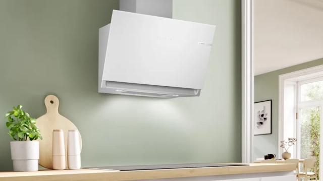 Аспиратор Bosch DWK81AN20, SER6, Wall hood 80 cm, A+, EcoSilence Drive, TouchSelect, transparent glass, white print, max 432 m3/h, 51 dB, HC