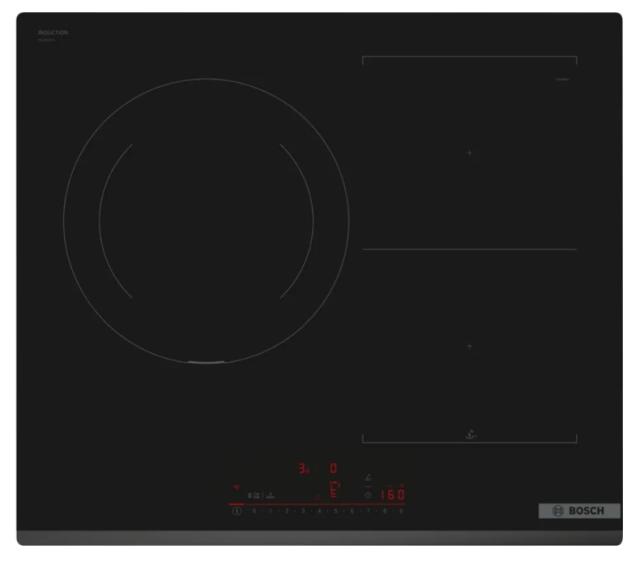 Готварски плот Bosch PVJ631HC1E, SER6, Induction hob, 60 cm, 3 cooking zones, Combi zone, DirectSelect, PerfectFry Plus, HC, Black