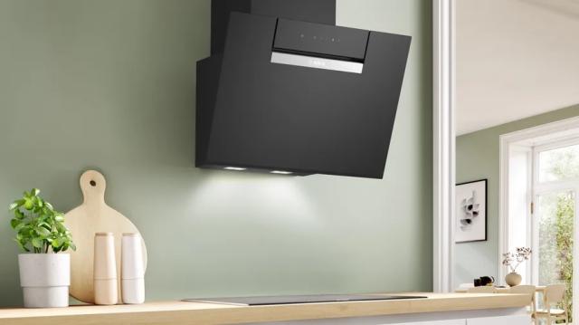 Аспиратор Bosch DWK67FN60, SER4, Wall hood 60 cm, A+, EcoSilence Drive, TouchSelect, transparent glass, black print, max 431 m3/h, 56 dB, HC
