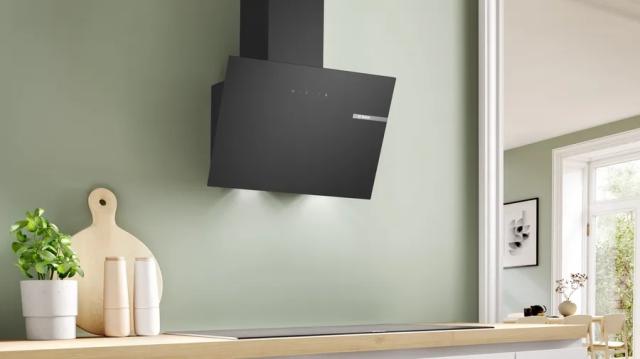 Аспиратор Bosch DWK65DK60, SER2, Wall hood 60 cm, A, LED lights, transparent glass, black print, max 430 m3/h, 60 dB