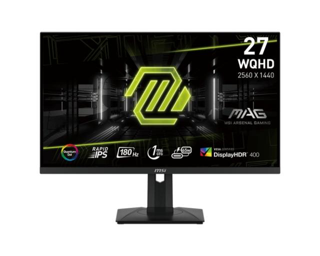 Монитор MSI MAG 274QRF QD E2, 27", Rapid IPS, 1ms, 180Hz, Flat, WQHD 2560x1440, Quantum Dot technology, DisplayHDR 400, Mystic Light, Gaming Intelligence App, 1x DP(1.4a), 2x HDMI (2.0b), 1x Type-C (DP alt.) wPD 65W charging, Heigh Adj. 130mm, Tilt, 