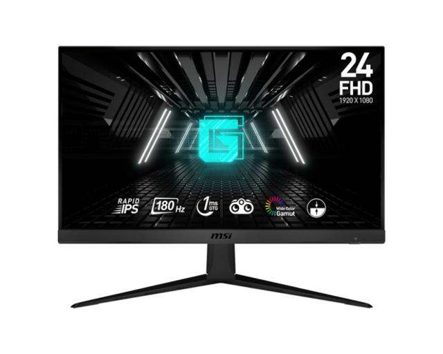 Монитор MSI G2412F, 23.8", Rapid IPS, 1ms, 180Hz, AG, FHD 1920x1080, Flat, 16:9, Adaptive-sync, NIGHT VISION, Anti-Flicker, LESS BLUE LIGHT, Frameless, 300nits, 1000:1 , 2x HDMI (2.0b), 1x DP (1.2a), Tilt, VESA, 36M