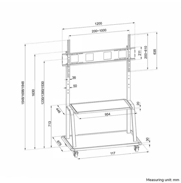Стойка Neomounts by Newstar Mobile Flat Screen Floor Stand (stand+trolley) (height: 137-162 cm) box 1/2
