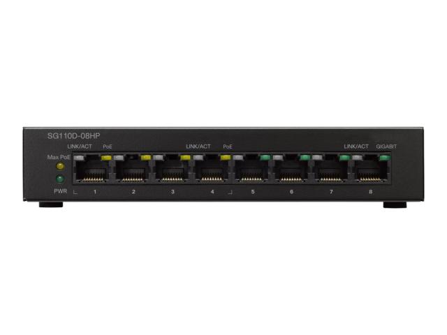 Комутатор Cisco SG110D-08HP 8-Port PoE Gigabit Desktop Switch