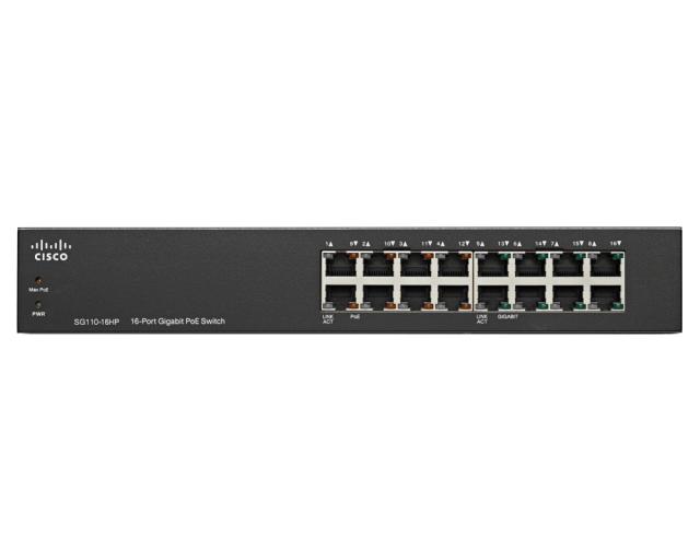 Комутатор Cisco SG110-16HP 16-Port PoE Gigabit Switch