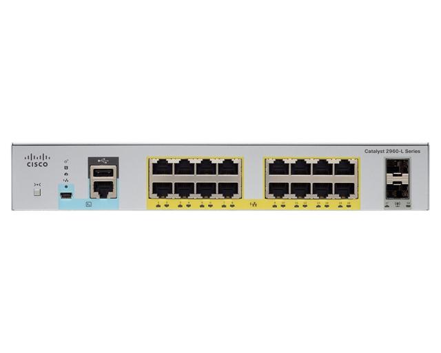 Комутатор Cisco Catalyst 2960L 16 port GigE with PoE, 2 x 1G SFP, LAN Lite