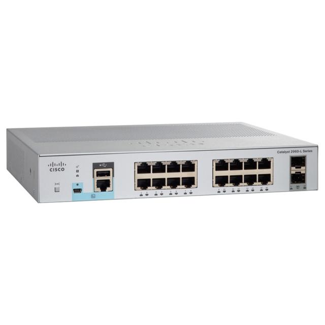 Комутатор Cisco Catalyst 2960L Smart Managed 16 port Gig, 2x1G SFP, LAN Lite