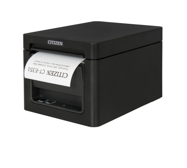 POS принтер Citizen POS printer CT-E351 Direct thermal Print Speed 250mm/s, Print Widht 72mm(58/80mm)/Media Width(min-max) 59/80mm/Roll Size(max)83mm/Emul.Lang.ESC/POS/Reliability 200mln.pulses/150 Km/2 mln.cuts/Resol.203dpi/Interface USB/Ethernet/EN