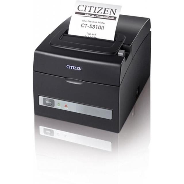 POS принтер Citizen POS printer CT-S310II Direct thermal Print Speed 160mm/s, Print Widht 48/72mm (58/80mm)/ Media Width(min-max) 58/80 mm/Emulations(Lang.) ESC/POS/Reliability 200 Mln. pulses/150 Km/ 2 mln.cuts/Resol.203dpi/ Interface Ethernet+USB/E