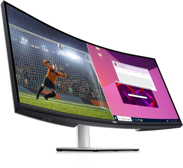 Монитор Dell S3423DWC, 34" Curved Anti-Glare, 21:9, IPS, 4ms GtG, AMD FreeSync, 3000:1, 300 cd/m2, WQHD (3440x1440) at 100Hz, 99% sRGB, HDMI, DP, USB-C , USB 3.2 Hub, dual 5W speakers, Height Adjustable, Tilt, ComfortView, Black