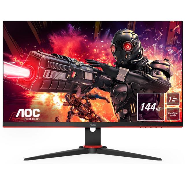 Монитор AOC 24G2AE/BK, 23.8" WLED IPS, 1920x1080@144Hz, 4ms GtG/1ms MPRT, 250cd/m2, 1000:1, DC20M:1, FreeSync Prem, FlickerFree, Low Blue Light, 2Wx2,  Tilt, Swivel, D-SUB, 2xHDMI, DP