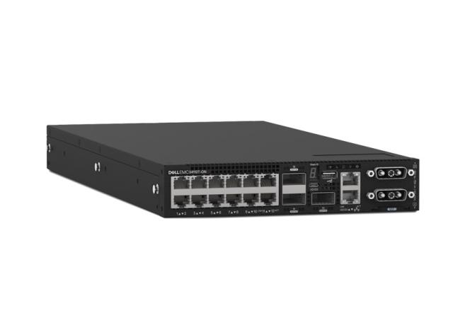 Комутатор Dell EMC Switch S4112T, 12 x 10GBaseT, 3 x 100GbE QSFP28, IO to PSU, 2 x AC PSU, OS10, STOCK Smart Value, 1Yr PS NBD, 210-AOYW