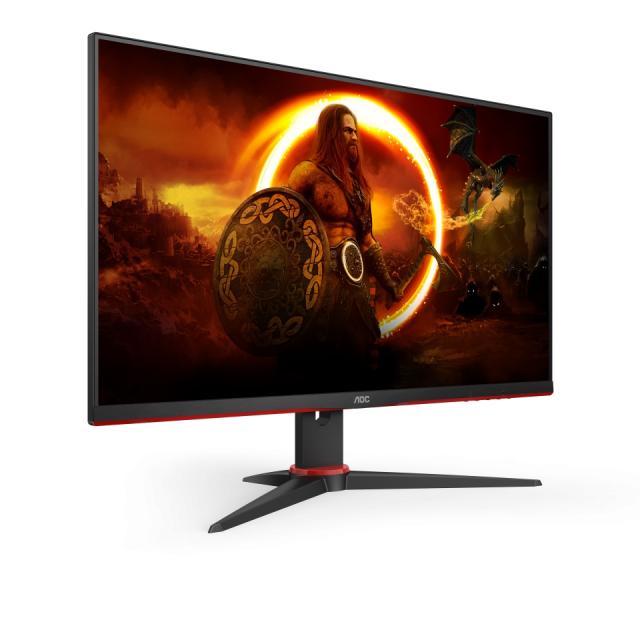 Монитор AOC 24G2SAE/BK 23.8" WLED VA 1920x1080@165Hz, 4ms GTG, 350cd/m2, 3000:1, 80M:1 DCR, FreeSync Premium, Low Blue Light, Tilt, D-SUB, HDMI, DP,  Speakers, Black/Red