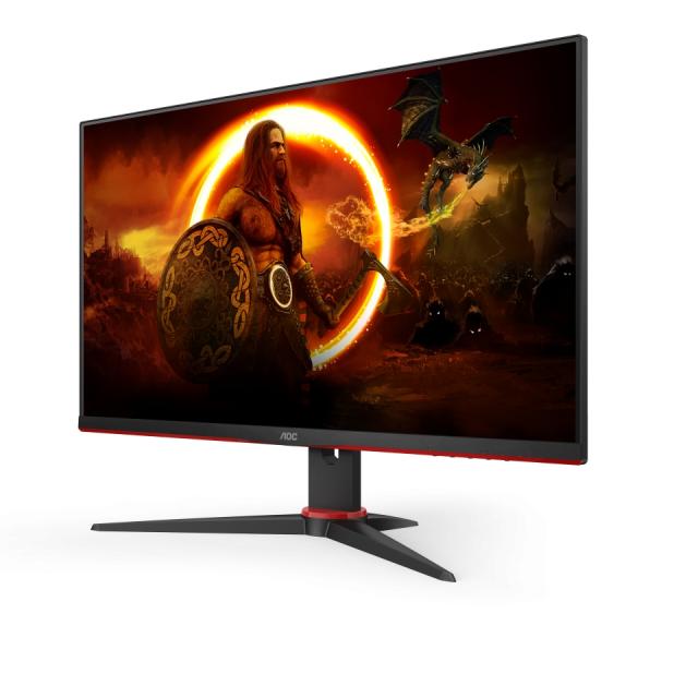Монитор AOC 24G2SAE/BK 23.8" WLED VA 1920x1080@165Hz, 4ms GTG, 350cd/m2, 3000:1, 80M:1 DCR, FreeSync Premium, Low Blue Light, Tilt, D-SUB, HDMI, DP,  Speakers, Black/Red