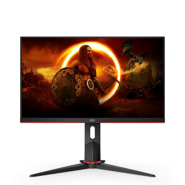 Монитор AOC 24G2SU/BK 23.8" WLED VA 1920x1080@165Hz, 4ms GTG, 350cd/m2, 3000:1, 80M:1 DCR, FreeSync Premium, Low Blue Light, Tilt, Pivot, Height Adjust, Swivel, D-SUB, HDMI, DP, USB, Speakers, Black/Red