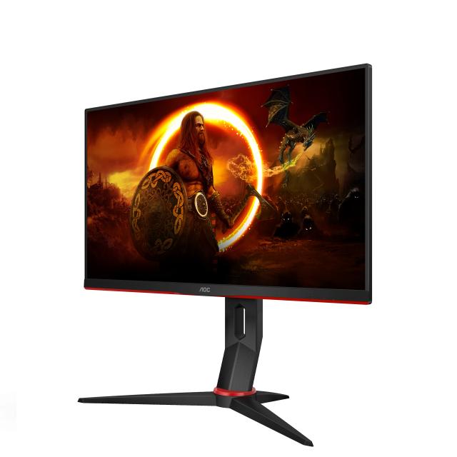 Монитор AOC 24G2SU/BK 23.8" WLED VA 1920x1080@165Hz, 4ms GTG, 350cd/m2, 3000:1, 80M:1 DCR, FreeSync Premium, Low Blue Light, Tilt, Pivot, Height Adjust, Swivel, D-SUB, HDMI, DP, USB, Speakers, Black/Red