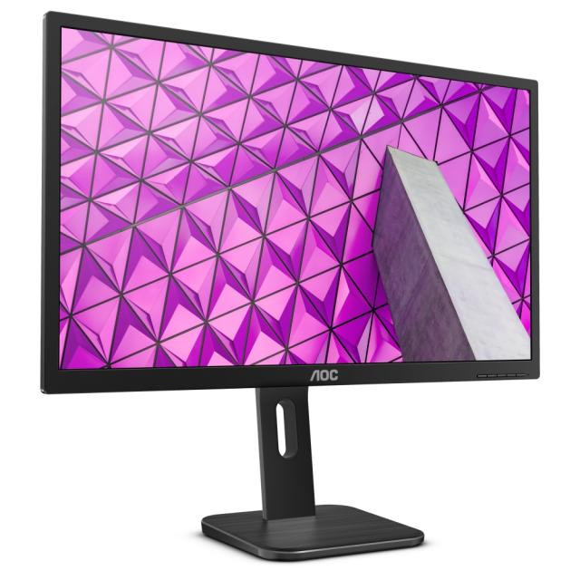 Монитор AOC 27P1, 27" Wide IPS LED, 5 ms, 1000:1, 50M:1 DCR, 250 cd/m2, FHD 1920x1080@60Hz, FlickerFree, Low Blue Light, Pivot, Heigh Adjust, USB, D-Sub, DVI, HDMI, DP, Headphone Out, Speakers, Black