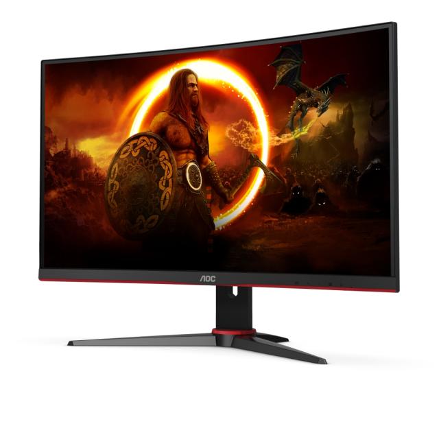 Монитор AOC C27G2AE/BK 27" Curved 1500R WLED VA 1920x1080@165Hz, 4ms GTG, 250cd/m2, 4000:1, 80M:1 DCR, FreeSync Premium, Low Blue Light, Tilt, Swivel, D-SUB, HDMI, DP, Speakers, Black/Red
