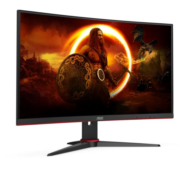 Монитор AOC C27G2AE/BK 27" Curved 1500R WLED VA 1920x1080@165Hz, 4ms GTG, 250cd/m2, 4000:1, 80M:1 DCR, FreeSync Premium, Low Blue Light, Tilt, Swivel, D-SUB, HDMI, DP, Speakers, Black/Red
