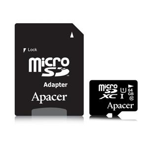 Карта памет Apacer 64GB Micro-Secure Digital XC UHS-I Class 10 с адаптер