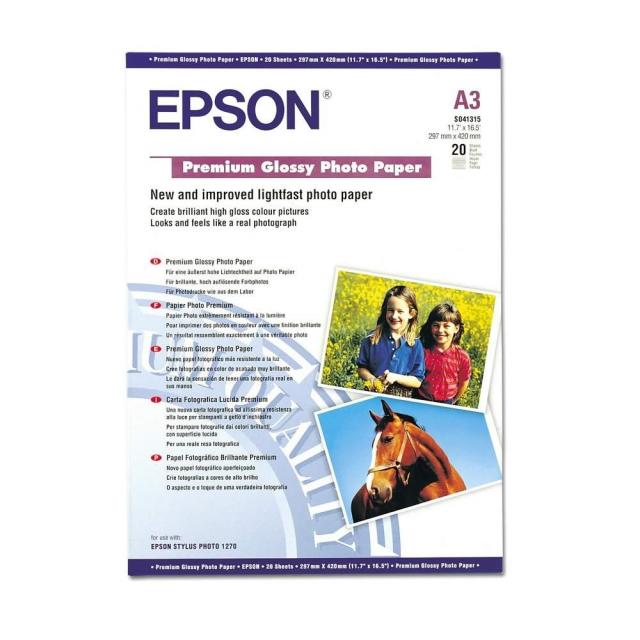 Хартия Epson Premium Glossy Photo Paper, DIN A3, 255g/m2, 20 Blatt