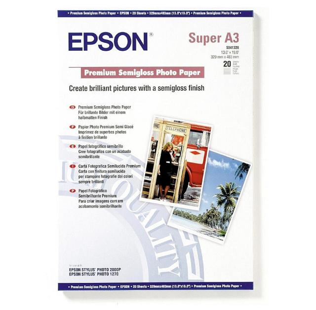 Хартия Epson Premium Semigloss Photo Paper, DIN A3+, 251g/m2, 20 Blatt