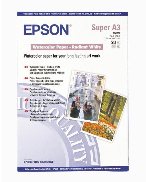 Хартия Epson Water Color Paper - Radiant White, DIN A3+, 190g/m2, 20 Blatt