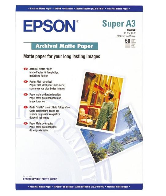 Хартия Epson Archival Matte Paper, DIN A3+, 192 g/m2, 50 Blatt