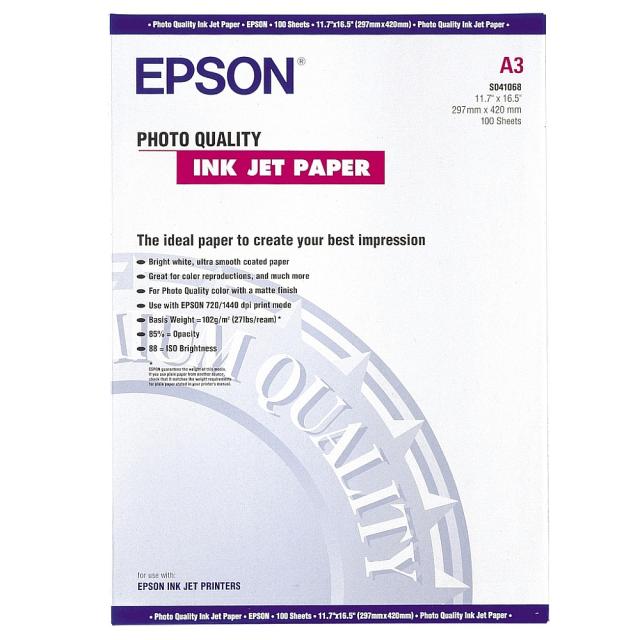 Хартия Epson Photo Quality Ink Jet Paper, DIN A3, 102g/m2, 100 Blatt