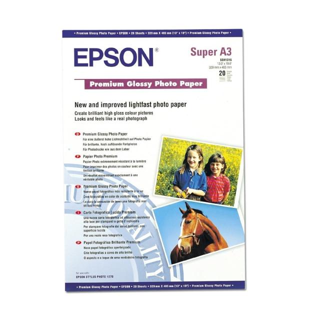 Хартия Epson Premium Glossy Photo Paper, DIN A3+, 255g/m2, 20 Blatt