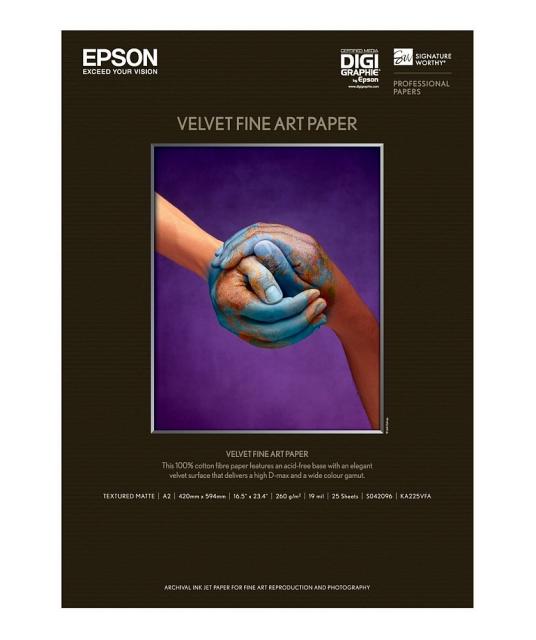 Хартия Epson Velvet Fine Art Paper, DIN A2, 260 g/m2, 25 Sheets