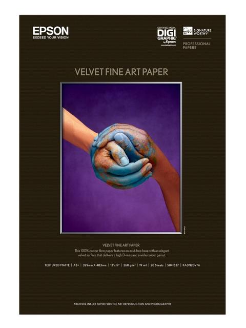 Хартия Epson Velvet Fine Art Paper, DIN A3+, 260 g/m2, 20 Sheets